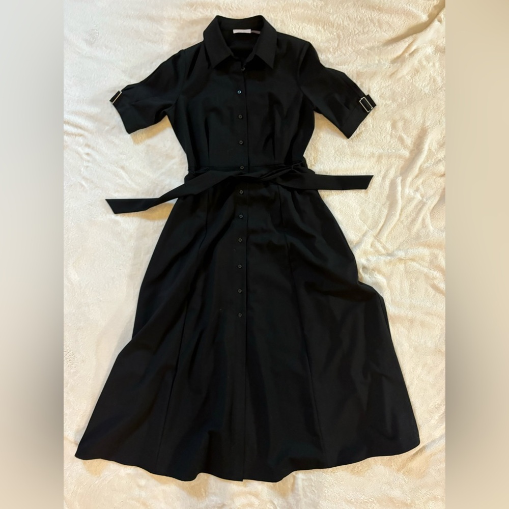 Black Collared Calvin Klein Button Up Dress